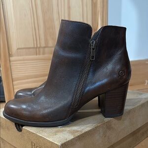 Brown Born Leather Ankle Boots
